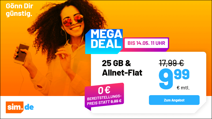 Sim.de Allnet Flat inkl. 25GB 5G für 9,99€ mtl.   monatlich kündbar