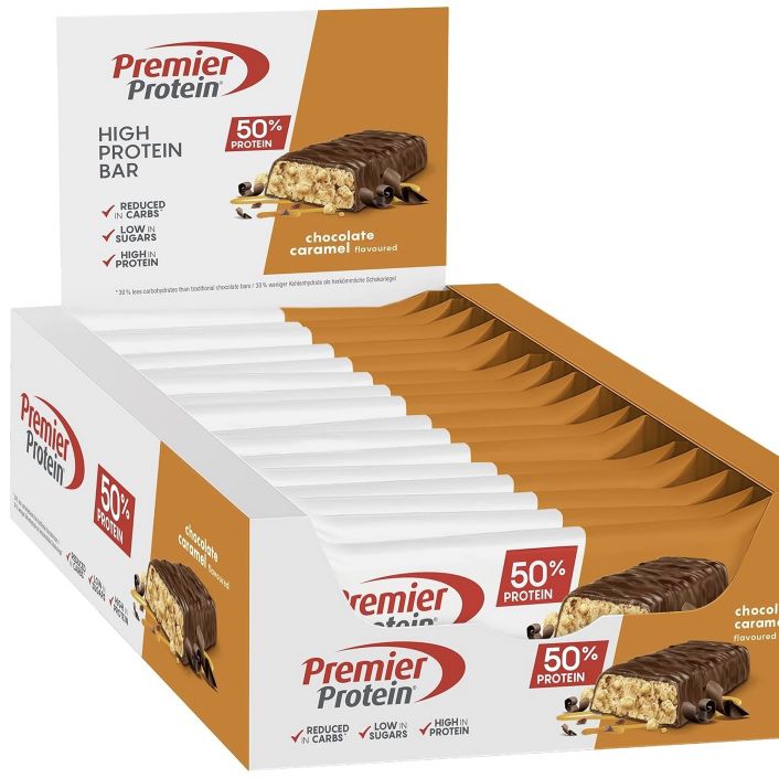 16x 40g Premier Protein High Protein Bar Chocolate Caramel für 11,56€ (statt 21€)