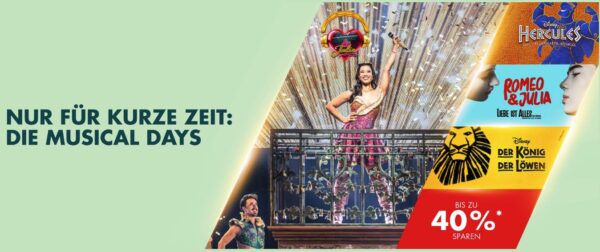 🦁 Stage Entertainment Musical Days bis 18.8. mit bis 40% Rabatt   König der Löwen uvm.