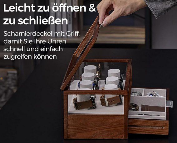 SONGMICS Uhrenkasten auf 2 Ebenen mit Acryl Deckel für 51,99€ (statt 80€)