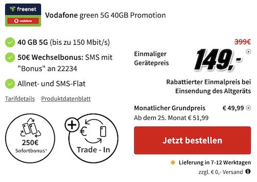 500€ unter UVP 🔥 Honor Magic V2 Tarif Deals   z.B. Vodafone 40GB 5G + 50€ Bonus