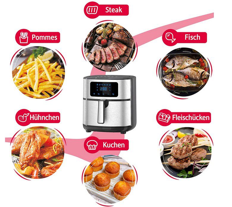 ICQN AF80B R Heißluftfritteuse AirFryer für 59,90€ (statt 80€)