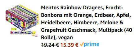 40er Pack Mentos Rainbow Kaubonbons ab 15,35€ (statt 23€)