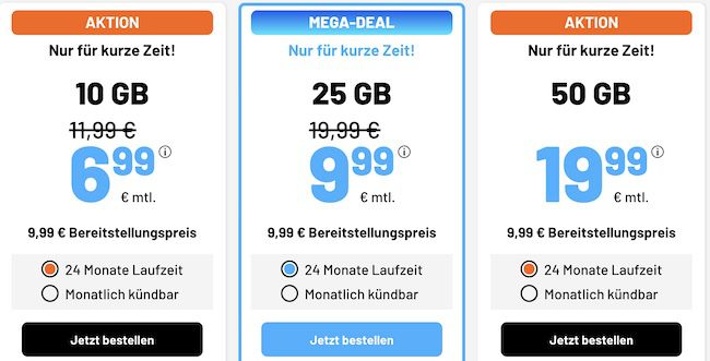 Sim.de Allnet Flat mit 25GB für 9,99€ mtl.