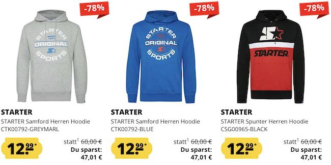 Starter Sale mit Hoodies/Pullover & Jogginghosen je nur 14,99€