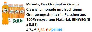 6x Mirinda Orange Classic Limonade je 0,5l für 3,56€ (statt 9€) inkl. Pfand!