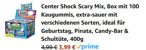 Center Shock Scary Mix   Box mit 100 Kaugummis ab 3,99€ (statt 7€)