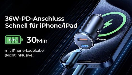 LISEN 48W PD & QC 3.0 USB C Zigarettenanzünder Adapter für 3,99€ (statt 10€)