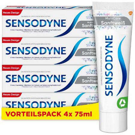 4er Pack Sensodyne MultiCare Sanftweiß Zahnpasta ab 12,48€ (statt 15€)