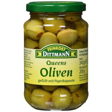 3er Pack Dittmann Queens Oliven mit Paprikapaste Glas, 340g für 7,84€ (statt 11€)