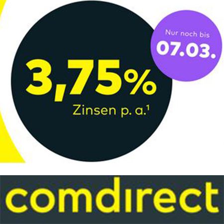 comdirect Tagesgeld PLUS Konto mit 3,75% Zinsen p.a. – Nur noch bis 07.03.!
