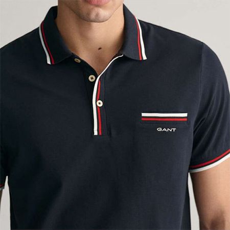 GANT Piqué Poloshirt mit Randstreifen für 78€ (statt 100€)