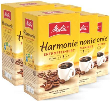 6x 500g Melitta Harmonie Entkoffeiniert  Gemahlener Röstkaffee ab 23,73€ (statt 36€)