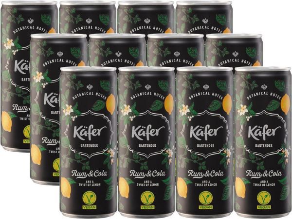12er Pack Feinkost Käfer Bartender Rum & Cola, 0,25L für 23,99€ (statt 30€)