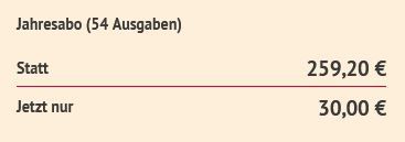 Bunte Jahresabo mit 54 Ausgaben für 30€ (statt 259€)