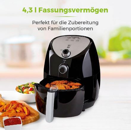 Tower T17021 Heißluftfritteuse, 4,3L, 1.500W für 39,99€ (statt 64€)