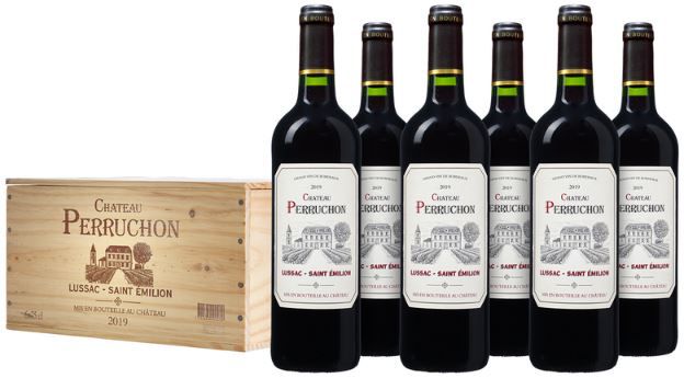 6 Fl. Château Perruchon Lussac Saint Émilion (OHK) in Holzkiste für 34,99€ (statt 65€)