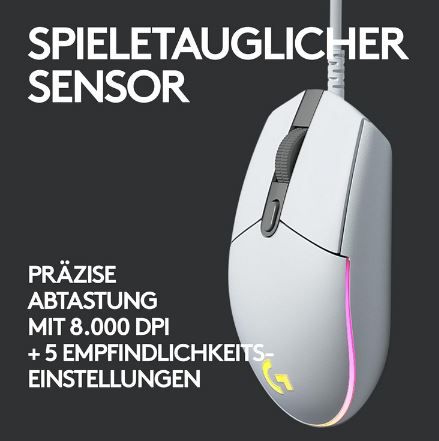 Logitech G203 Gaming Maus mit Lightsync RGB, 8K DPI für 19,90€ (statt 30€)