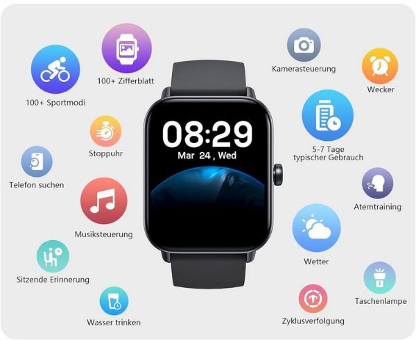 Gydom W18 Smartwatch mit Telefonfunktion & Sportmodi für 20,46€ (statt 47€)