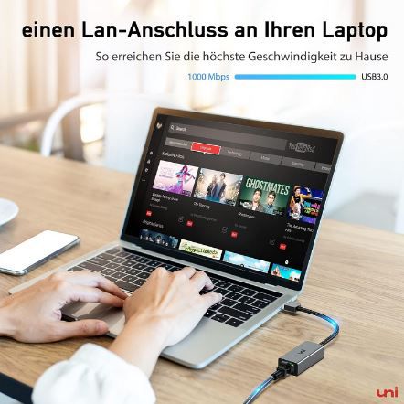 uni USB 3.0 zu LAN Adapter mit bis 1.000Mbps für 11,30€ (statt 16€)