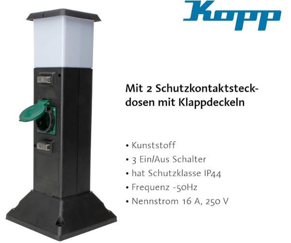 Kopp Energiesäule mit LED + 2 Schutzkontakt Dosen für 14,99€ (statt 26€)