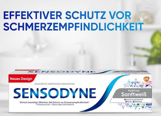 4er Pack Sensodyne MultiCare Sanftweiß Zahnpasta ab 12,48€ (statt 15€)
