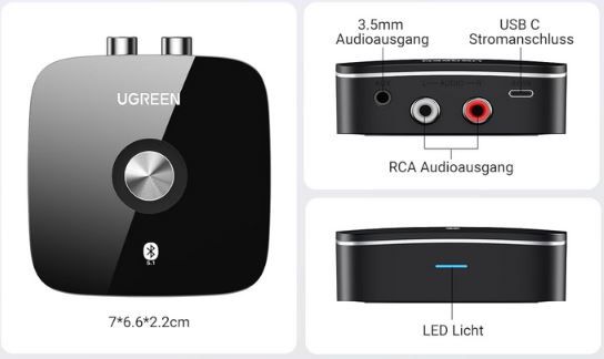 UGREEN Bluetooth 5.1 aptx HD Audio Adapter für 23,99€ (statt 30€)