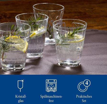 Villeroy & Boch Dressed Up Wasserglas Set, 4 tlg. für 17,99€ (statt 23€)