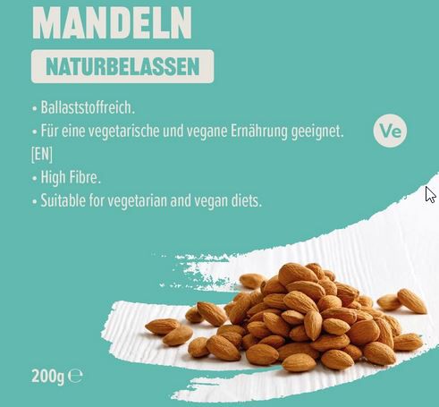 Our Essentials by Amazon Mandeln naturbelassen, 200g ab 2,14€