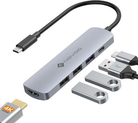 NOVOO USB C Hub mit 4K HDMI, 100W PD, 3x USB A für 9,49€ (statt 19€)