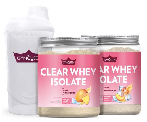 2x 500g Gymqueen Clear Whey Isolate + Shaker für 28,97€ (statt 46€)