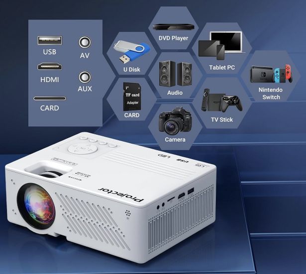 Puxinat AK 69 LED 1080p Beamer mit 350 ANSI Lumen für 56,99€ (statt 100€)