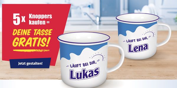 Gratis personalisierte Tasse beim Kauf von Knoppers