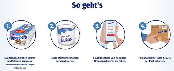 Gratis personalisierte Tasse beim Kauf von Knoppers