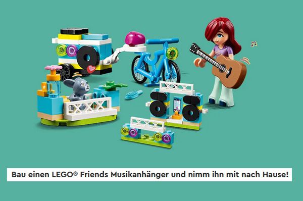 Gratis: LEGO® Friends Musikanhänger bei Bauaktion im LEGO® Stores am 10. & 11.4.