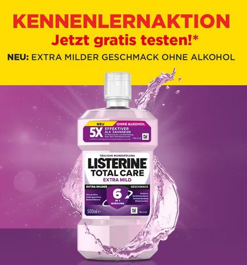 Listerine Extra Mild Mundspülung gratis ausprobieren