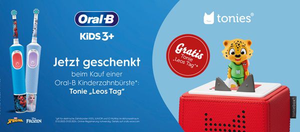 Beim Kauf einer Oral B Kinderzahnbürste eine tonies® Leo Hörfigur gratis dazu