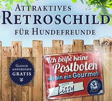 Noch verfügbar! Dinner for Dogs: Retroblechschild kostenlos