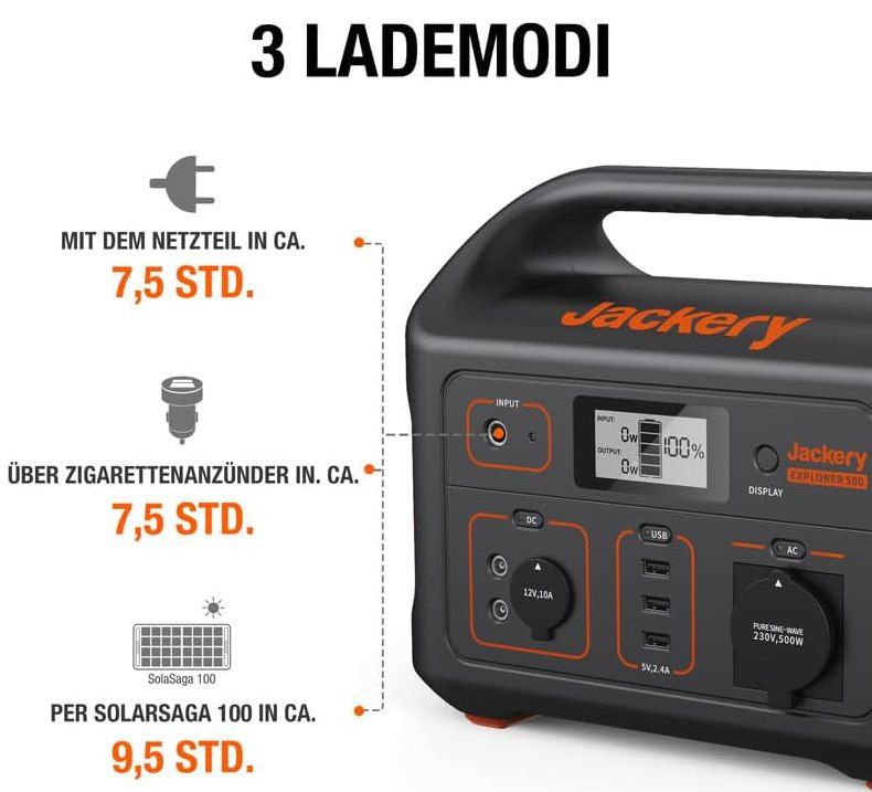 Jackery Powerstation Explorer 500 + 80W Solarpanel für 399,50€ (statt 450€)