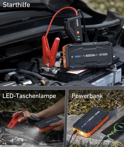 AstroAI S8 1500A Starthilfe & Powerbank für 31,99€ (statt 40€)