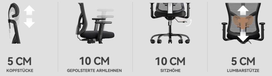 NOBLEWELL Bürostuhl mit Kopfstütze für 69,59€ (statt 120€)