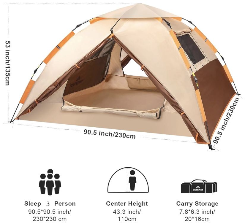 BETENST Pop Up Zelt für 3 Personen für 54,99€ (statt 100€)