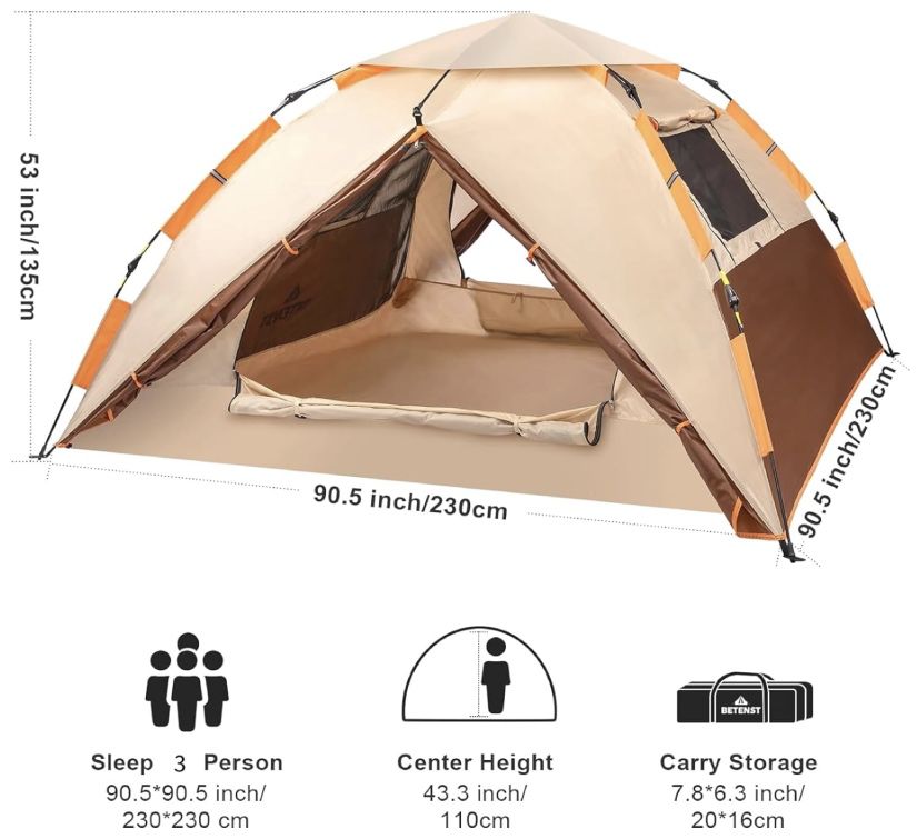 BETENST Pop Up Zelt für 3 Personen für 55,24€ (statt 102€)