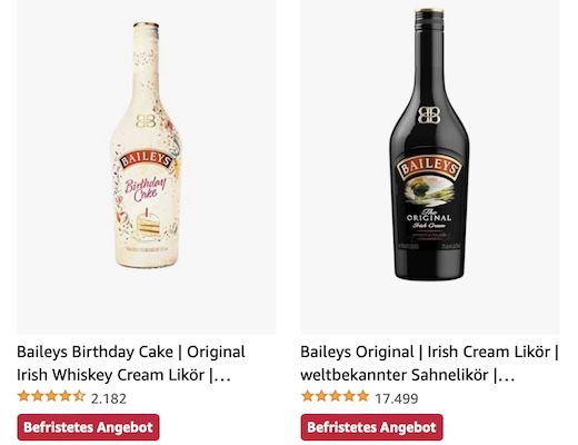 Amazon: Baileys Liköre im Angebot   z.B. Irish Cream Likör für 10,99€ (statt 18€)