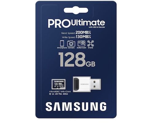 Samsung PRO Ultimate microSD Karte mit 128 GB + USB Reader für 17,99€ (statt 25€)