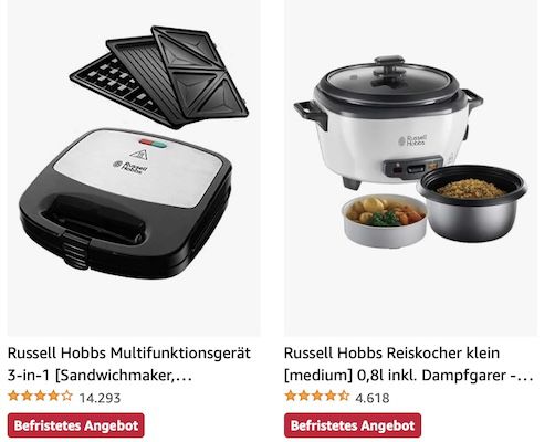 Amazon: Küchenprodukte von Russell Hobbs z.B. Wasserkocher mit 1,7l für 34,99€ (statt 41€)