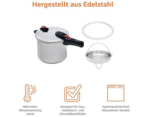 Amazon Basics – Schnellkochtopf mit 9L für 59,94€ (statt 75€)