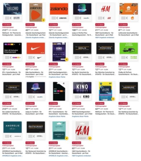 🧨 Amazon: 15% Rabatt auf digitale Geschenkkarten ➡️ Lieferando, Zalando, Flixbus & Flixtrain, H&M