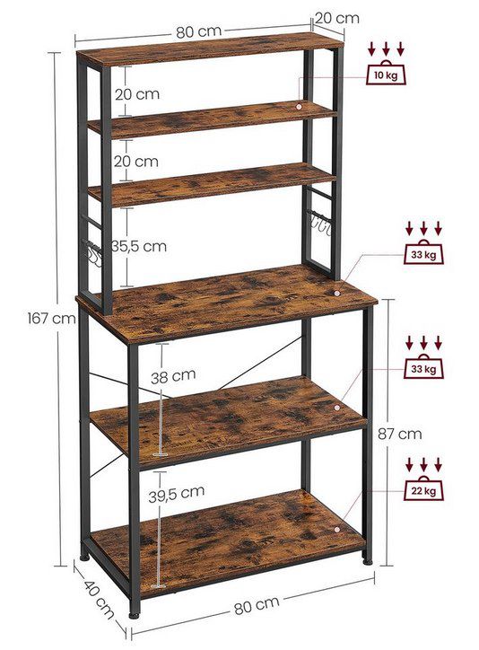 VASAGLE Industrie Design Küchenregal mit 6 Regalebenen für 47,99€ (statt 70€)