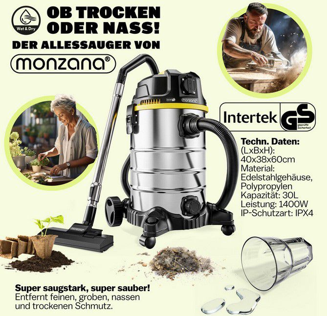 Monzana Industriestaubsauger 1.800 W für 64,95€ (statt 80€)